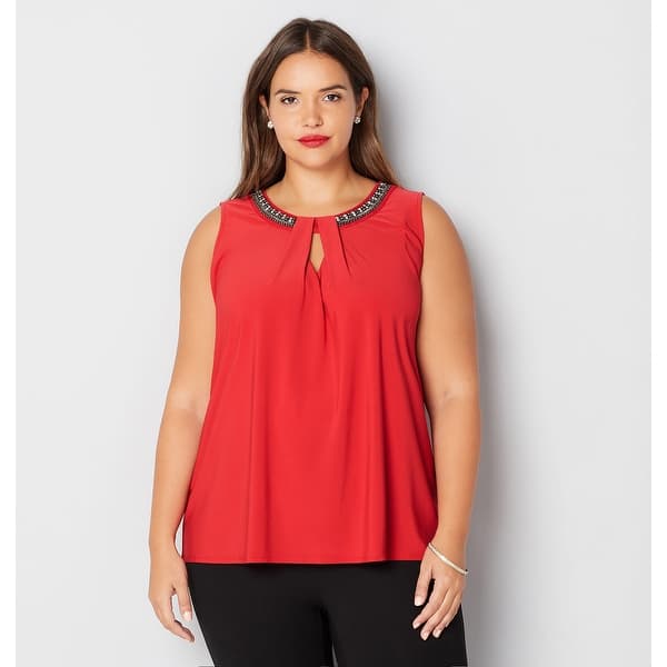 Shop Avenue Women S Embellished Keyhole Tank Off White