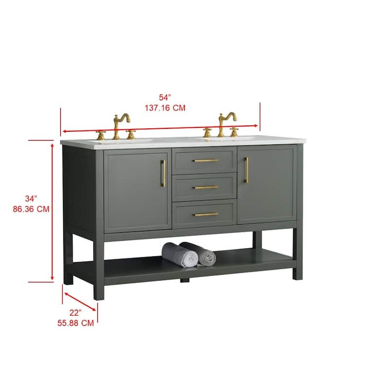 Sudio Design Arlo 54" Double Bathroom Vanity - 54" Double Sink