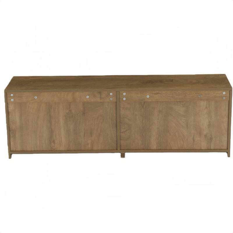 55" Wood TV Stand with 4 Shelves for Living Room, Bedroom