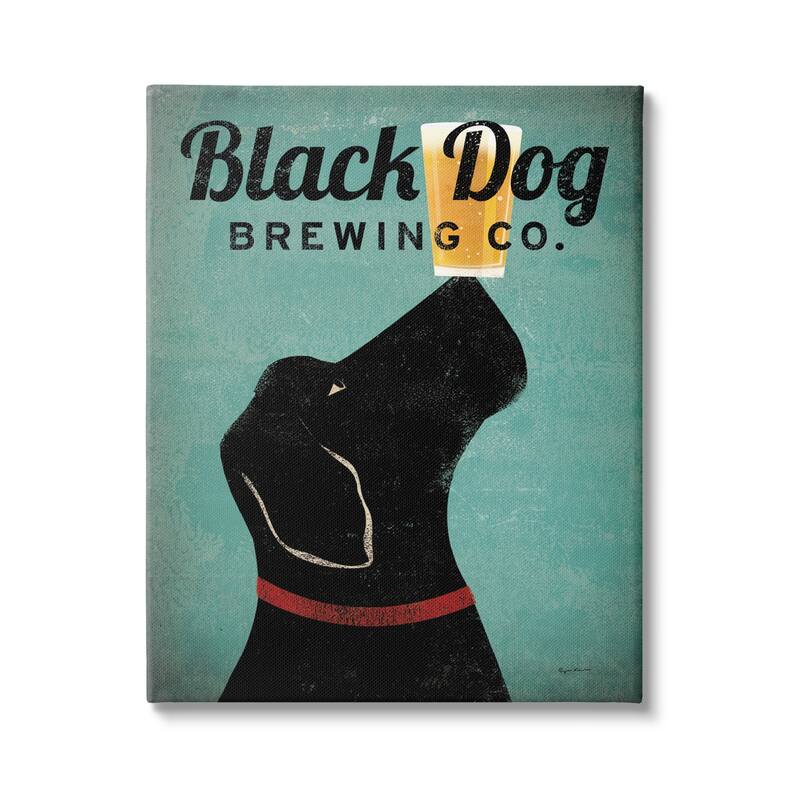 Stupell Black Dog Brewing Antique Beer Sign Stretched Canvas Wall Art, Design by Ryan Fowler - 24 x 30