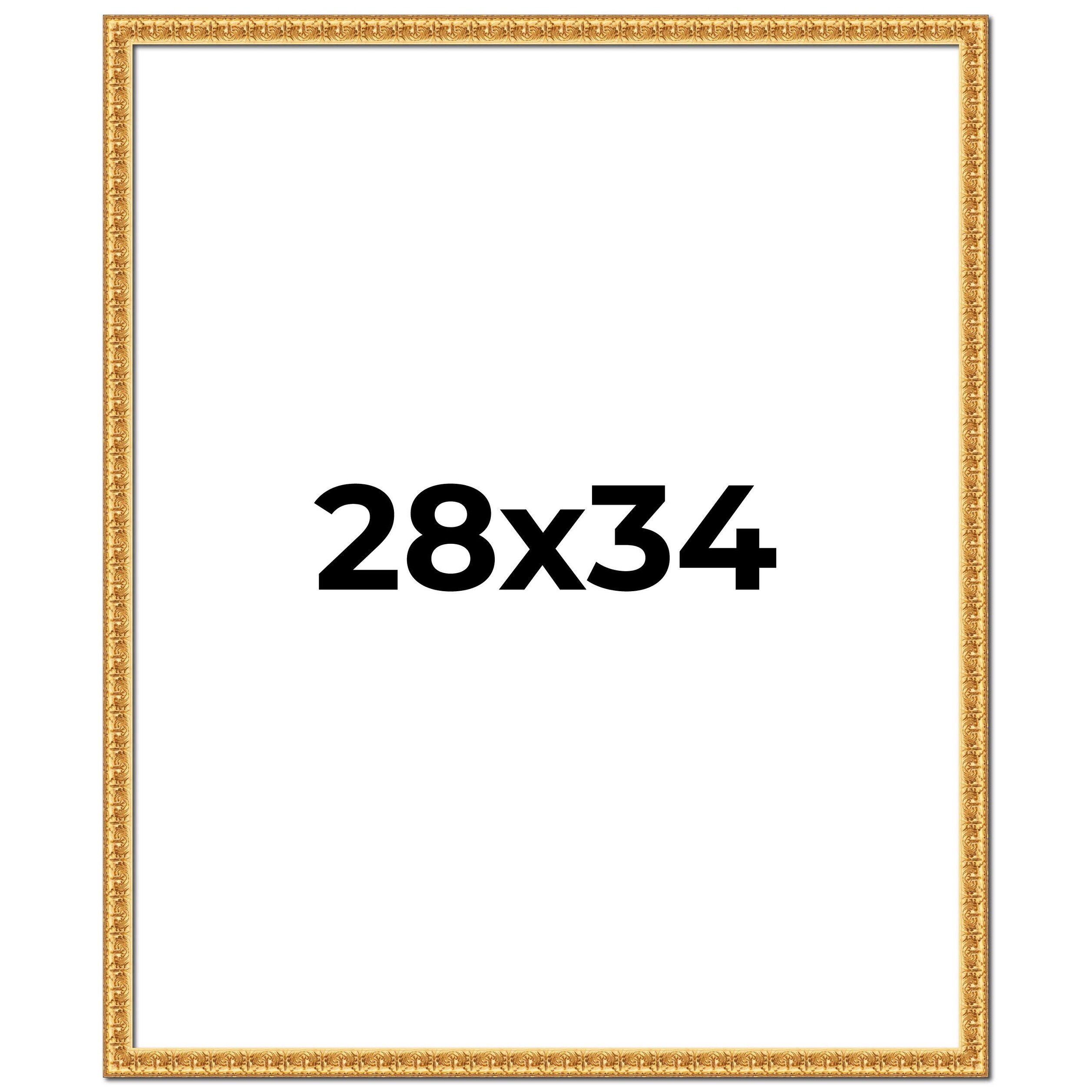 28x34 Frame Gold Real Wood Picture Frame Width 1 inches | Interior