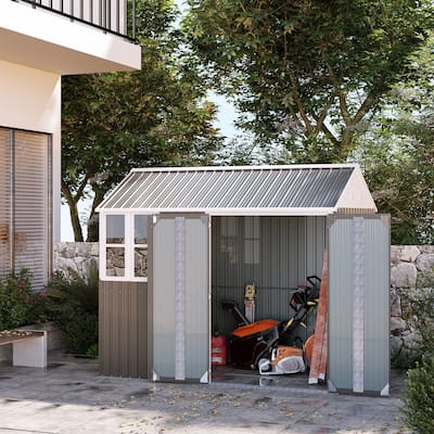 Outsunny 8' x 6' Outdoor Storage Shed, Metal Garden Shed with Window & Double Lockable Door, Outdoor Tool Shed Storage