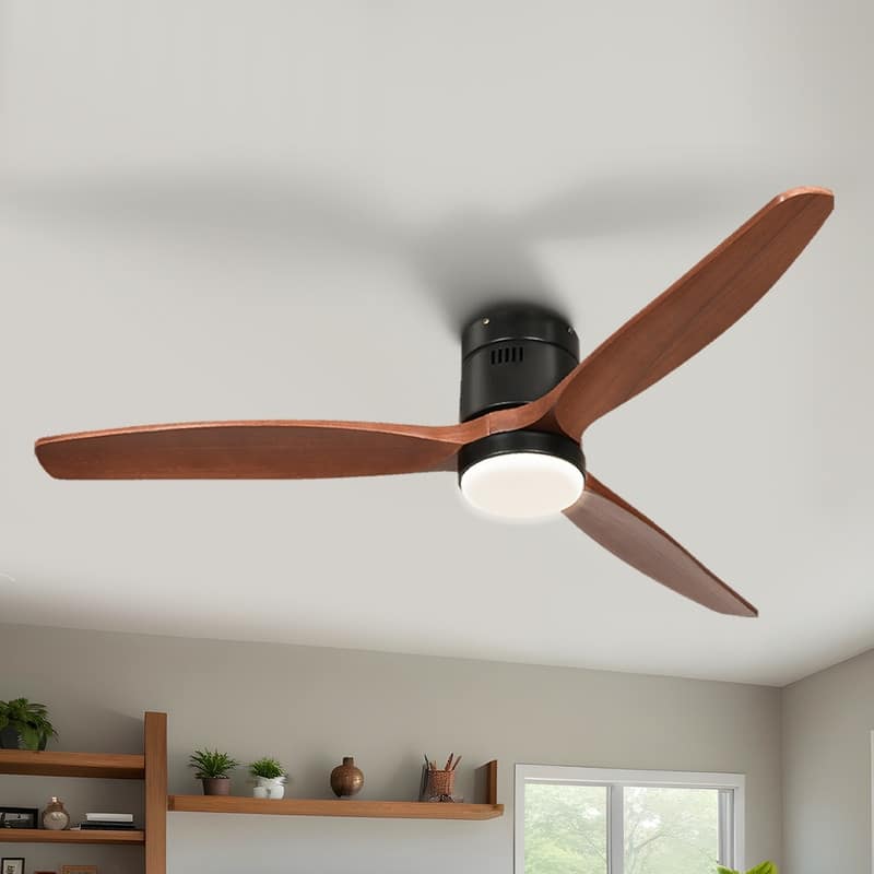 Moasis 52 Inch Flush Mount Ceiling Fan with Light and Remote Control,Low Profile Smart Ceiling Fan