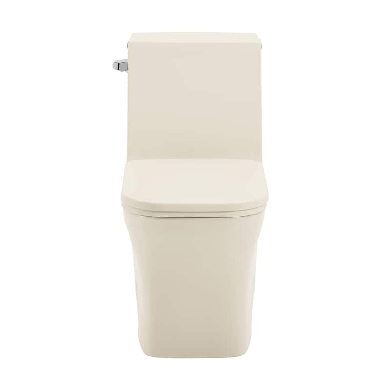 Bastille One Piece Square Left Side Flush Handle Toilet 1.28 Gpf In Bisque - 26.05" x 14" 29.25" - 26.05" x 14" 29.25" - Bisque