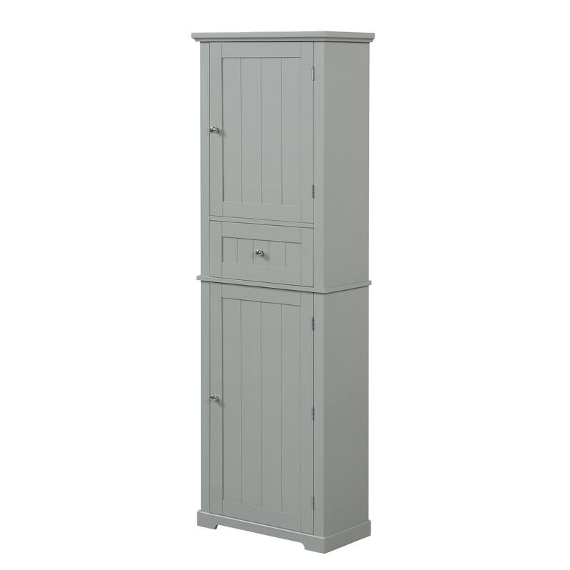 Double Door Wood Bathroom Storage Cabinet with Drawers, Shelves
