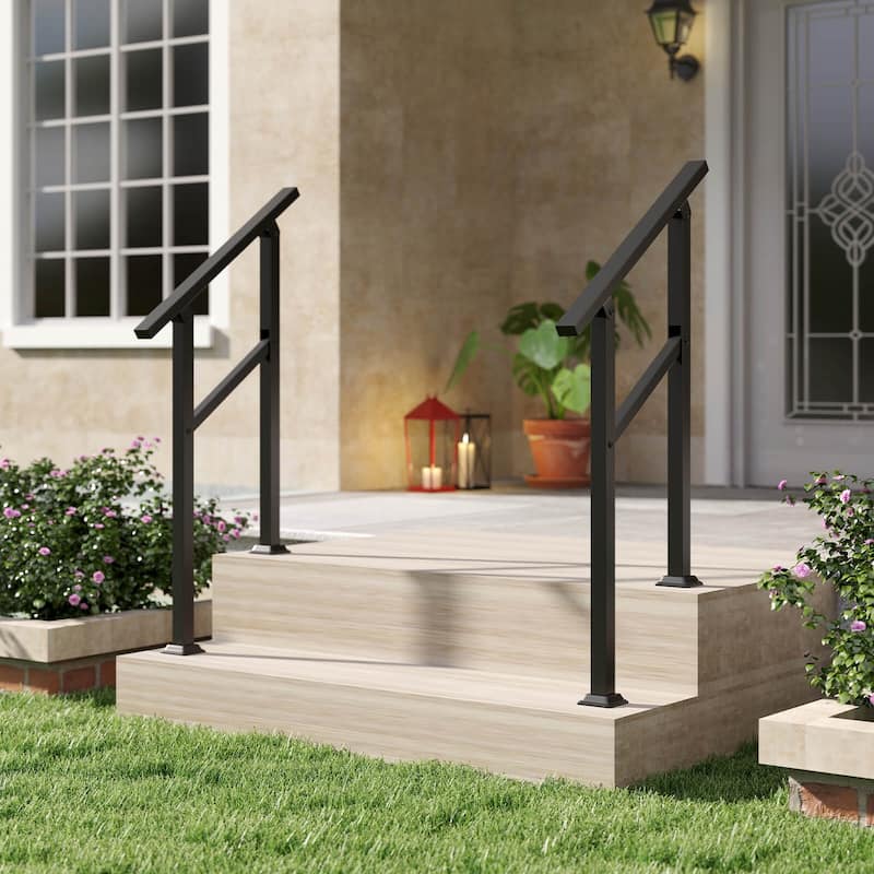 Costway 1/2 PCS Handrail for Outdoor 0-2/0-3 Steps with Flexible Angle
