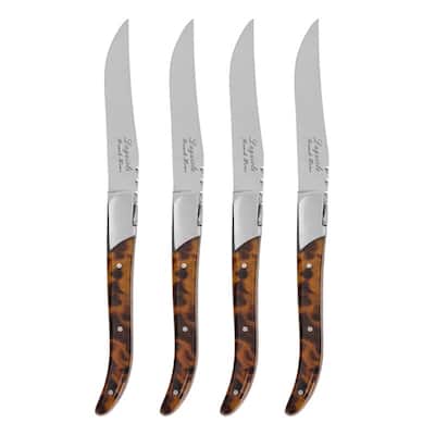French Home Tortoise Shell 4-Piece Laguiole Connoisseur Steak Knife Set