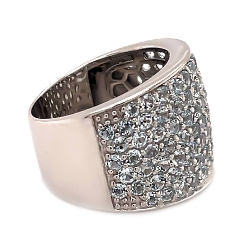 925 Sterling Silver Sky Blue Topaz Gemstone Band Ring