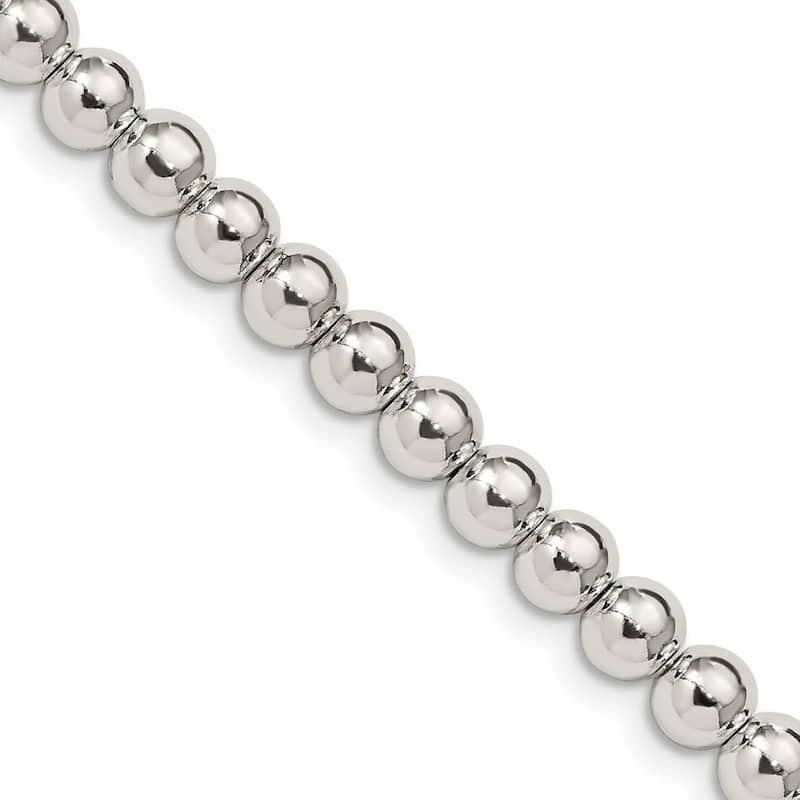Curata 925 Sterling Silver 5mm Polished Bead Chain Necklace (Lobster)