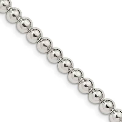 Curata 925 Sterling Silver 5mm Polished Bead Chain Necklace (Lobster)