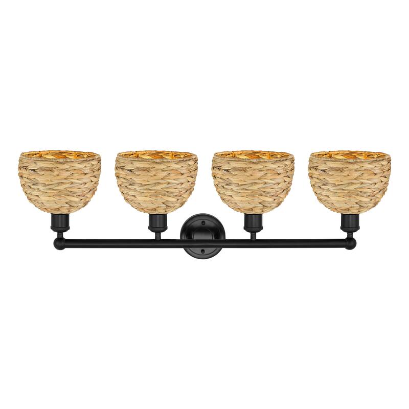 Innovations Lighting Endless Possibilities Edison - Woven Rattan - 4 Light 35" Bath Vanity Light