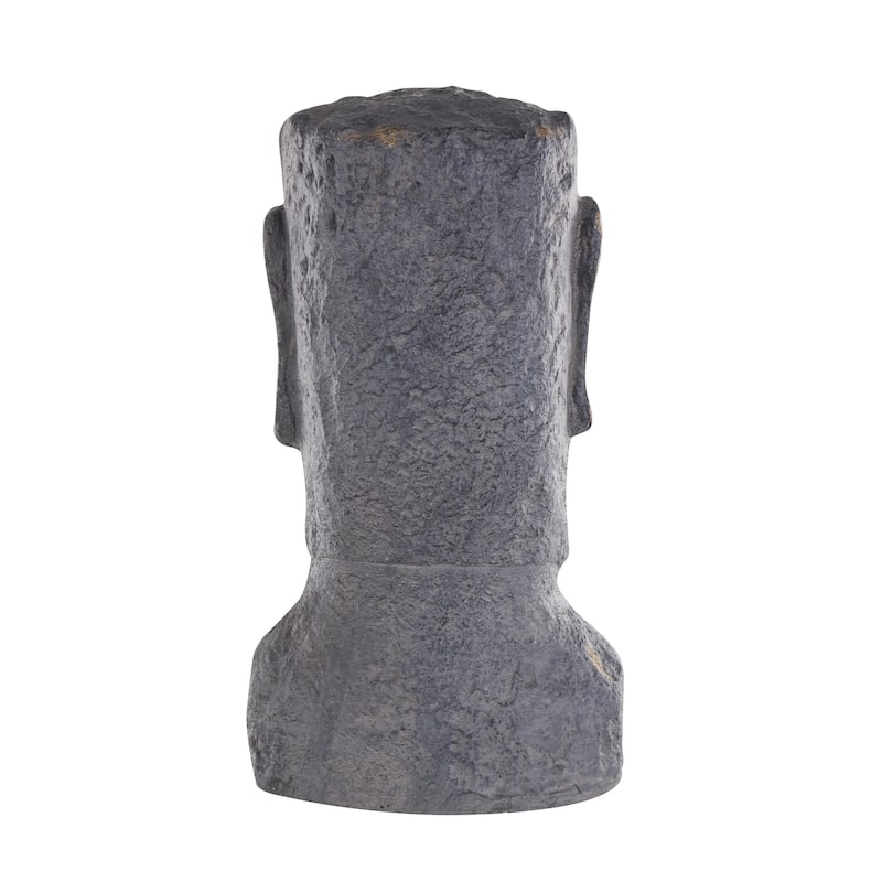 Magnesium Oxide People Distressed Textured Easter Island Head Indoor Outdoor Planter - Black - Roche River Decor