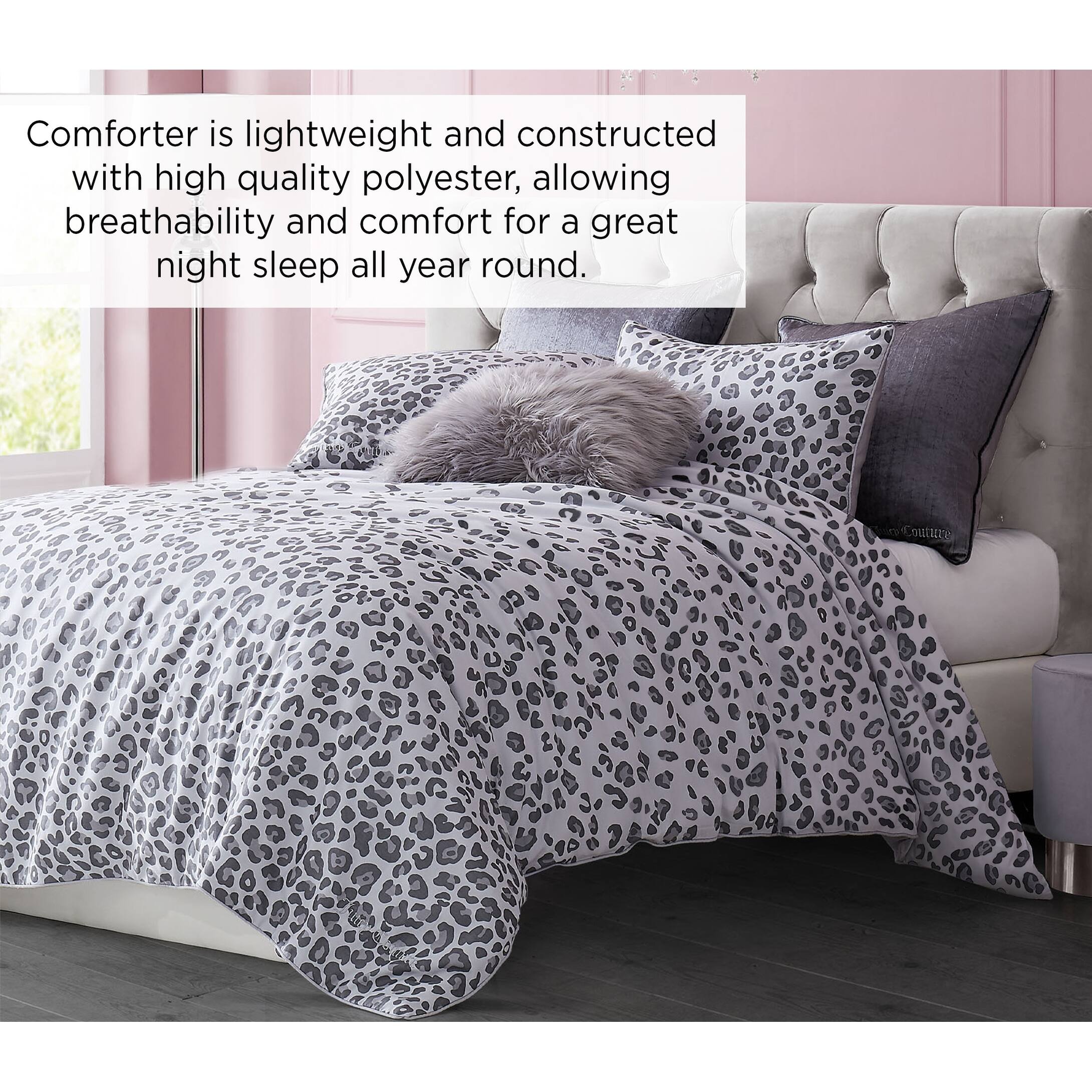 Juicy Couture Pearl Leopard Comforter Sets, Grey On Sale Bed Bath