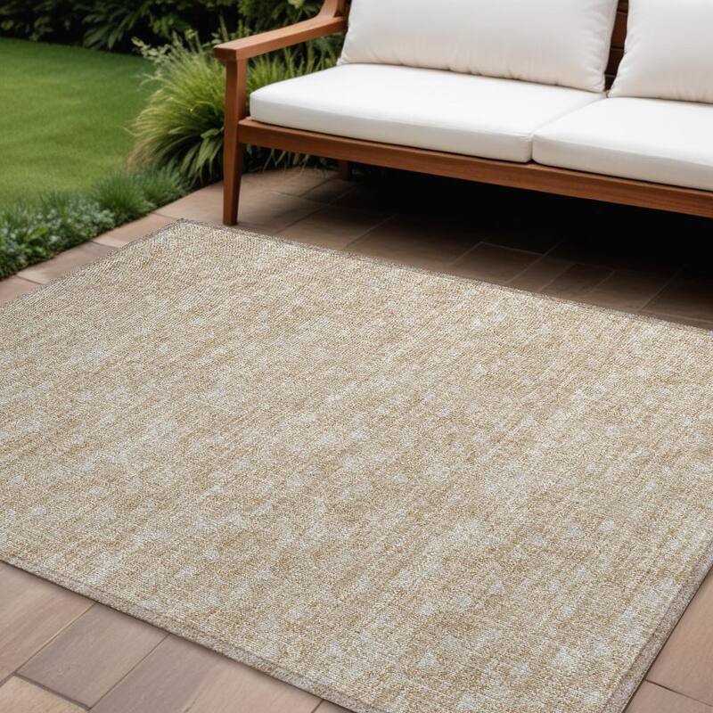 Hari Abstract Shapes Weather Resistant Classic Meets Modern Outdoor Rug - 8' X 10' - Tan