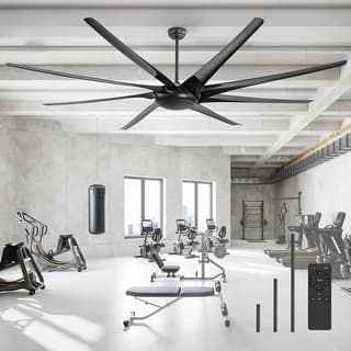 Large 100/84-inch 8-Blade Matte Black Ceiling Fan with Remote,No Light