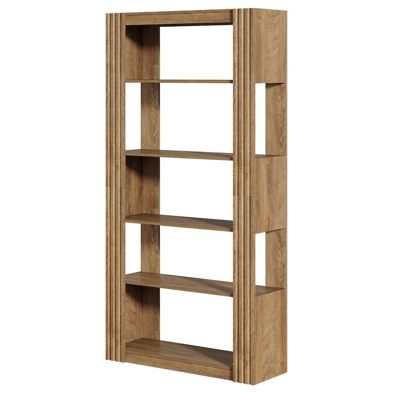 5-Tier Open Bookshelf, Wood Storage Shelves, Rustic Brown