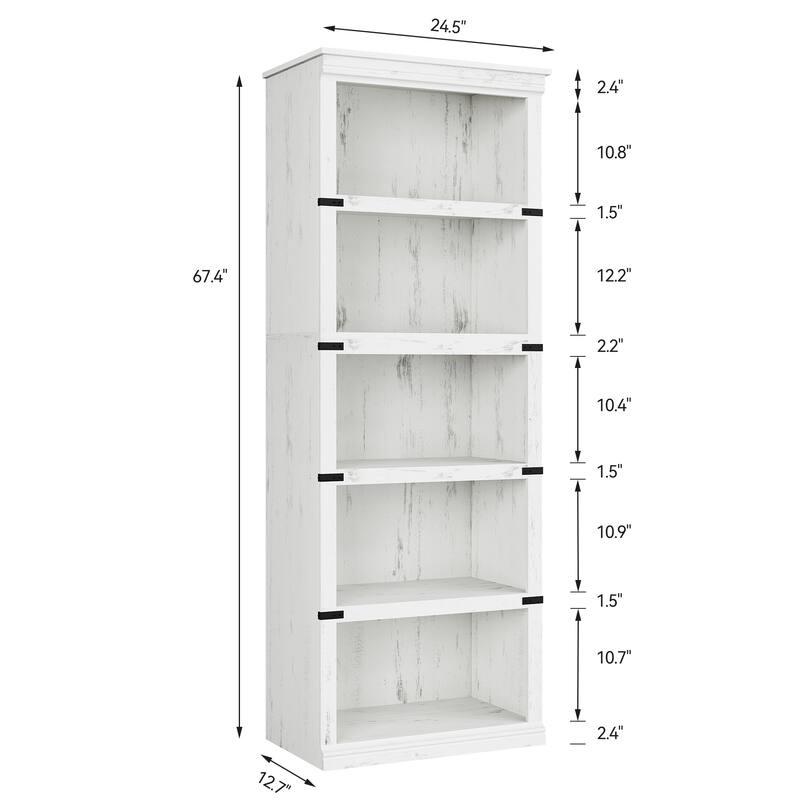 5-Shelf Bookcase, Modern Floor Standing Display Storage Shelves