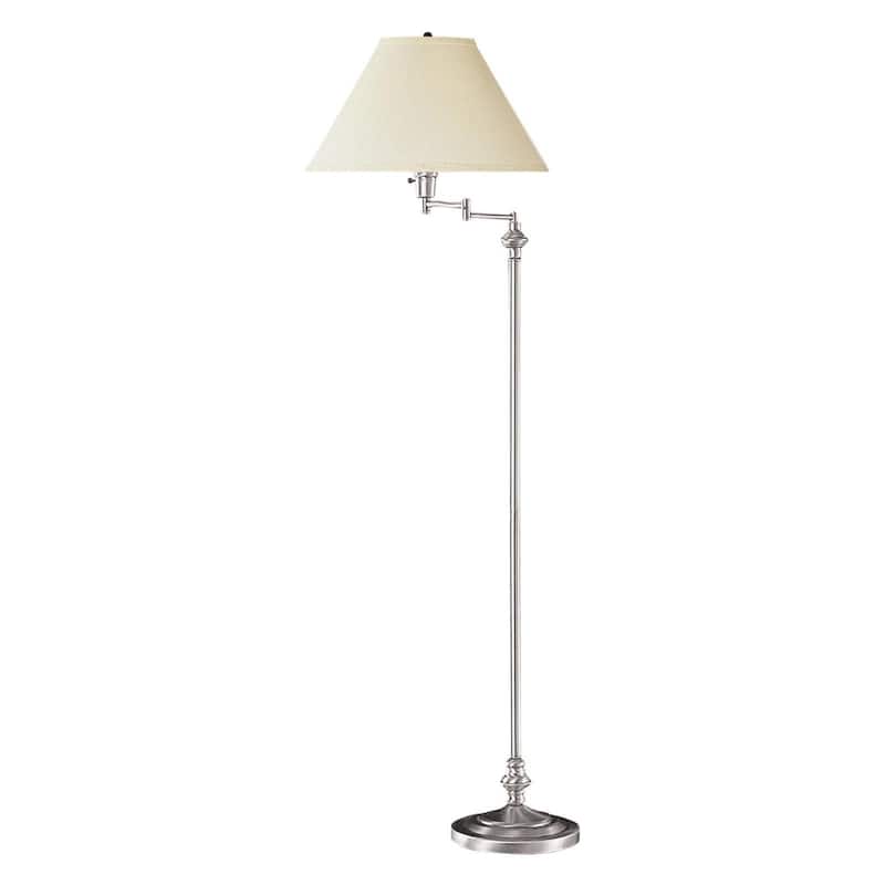 59" Metal Swing Arm Floor Lamp with Fabric Empire Shade - 22.75" x 16" x 59" - Nickel