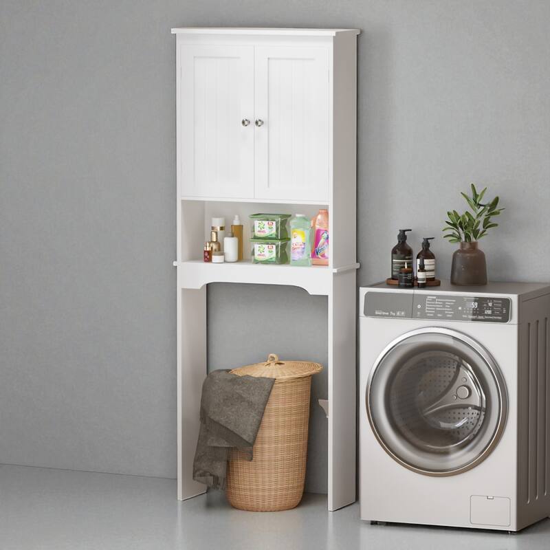 Over The Toilet Storage Cabinet, Bathroom Shelf Organizer, MDF Space Saver with Adjustable Shelves