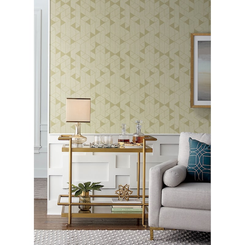A-Street Prints Fairbank Gold Linen Geometric Wallpaper