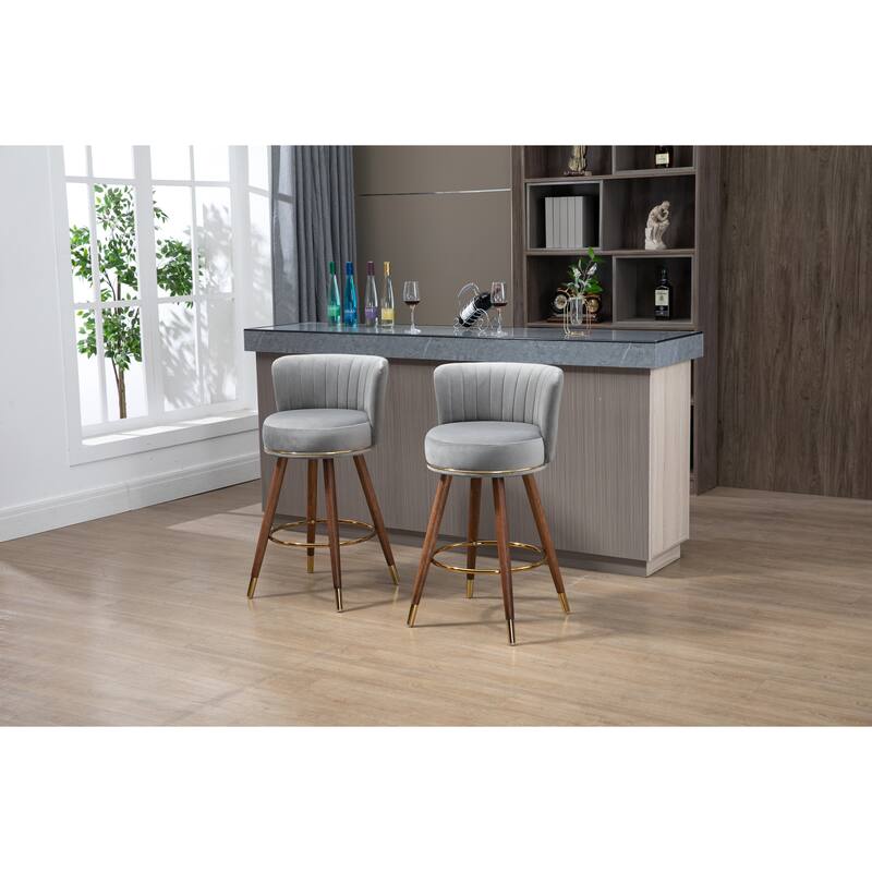Counter Height Bar Stools Set of 2 for Kitchen Counter Solid Wood Legs