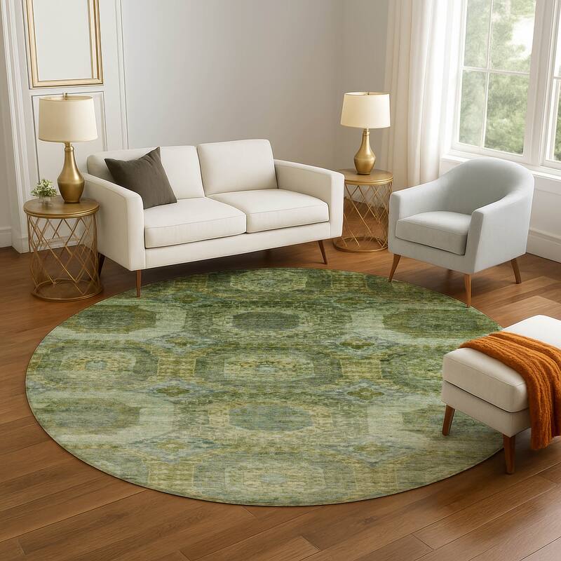 Premium Washable Super Soft Vintage Traditional Mayfield Rug - Aloe - 8' x 8'