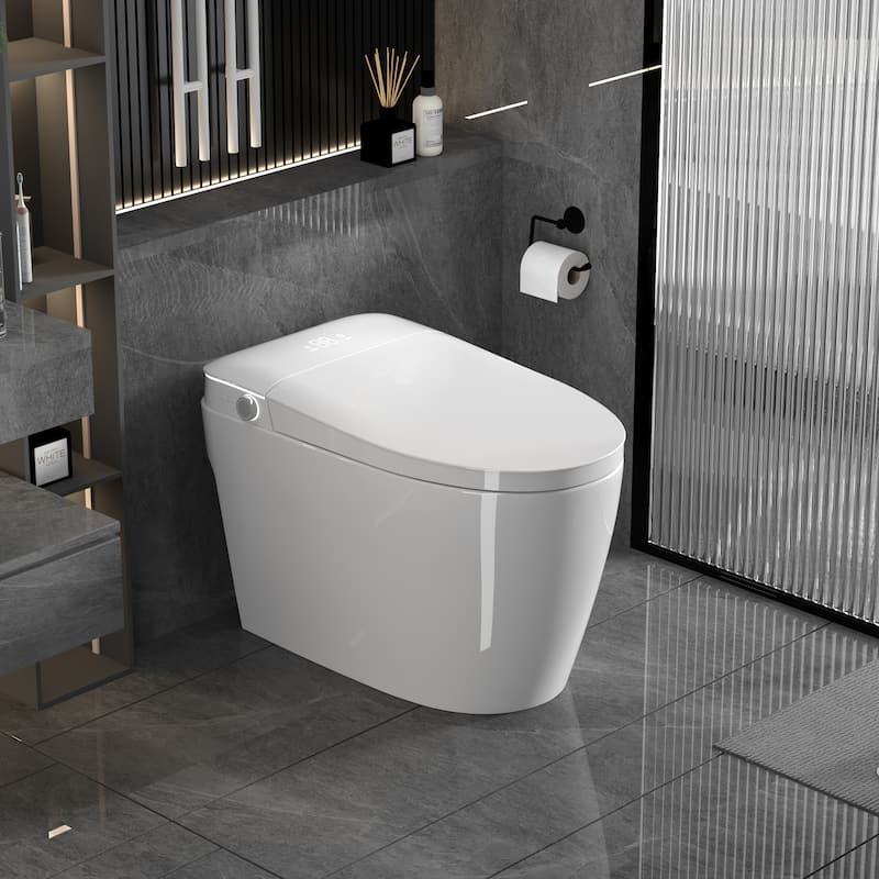 Smart Toilet with Auto-Open Lid - White