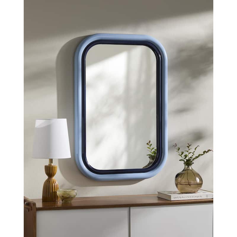 Livabliss Banou Modern Accent Mirror - 36"H x 24"W x 2"D - Blue