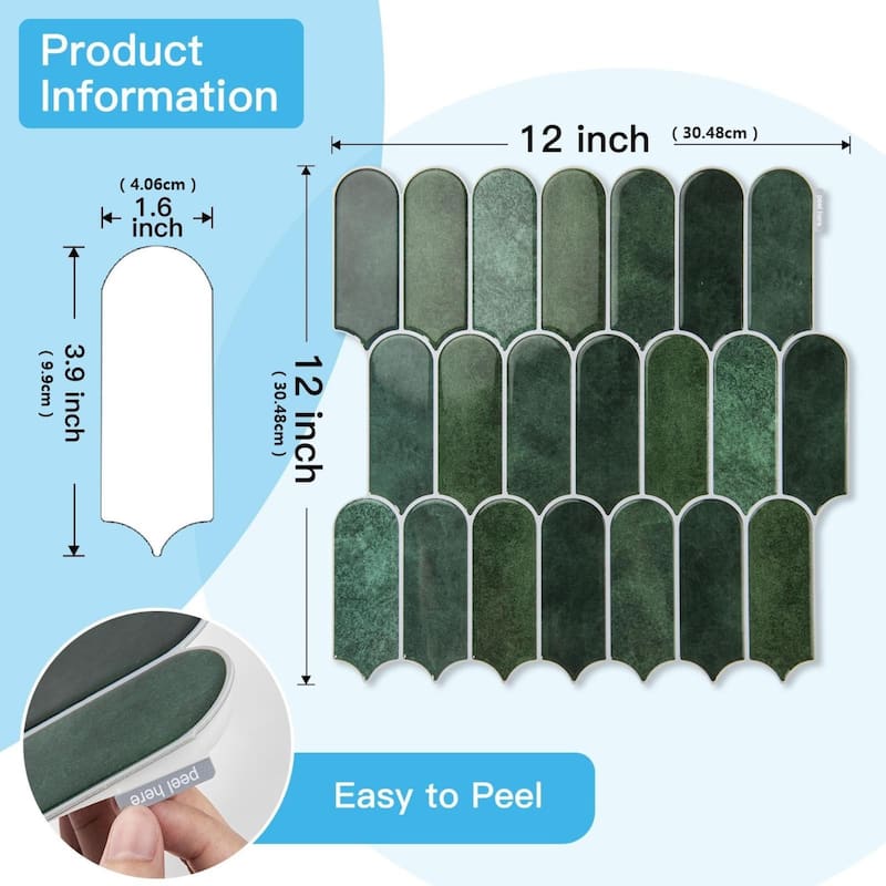 Art3d 10pcs Peel and Stick Backsplash Thickened Tiles, 12''x12'', Cover 10 Sq.Ft. - N/A