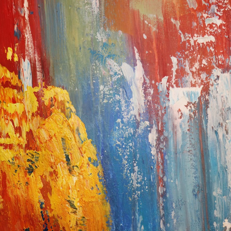 Pasargad Home Spectrum — Hand-Painted Multicolor Abstract Oil Painting on Canvas