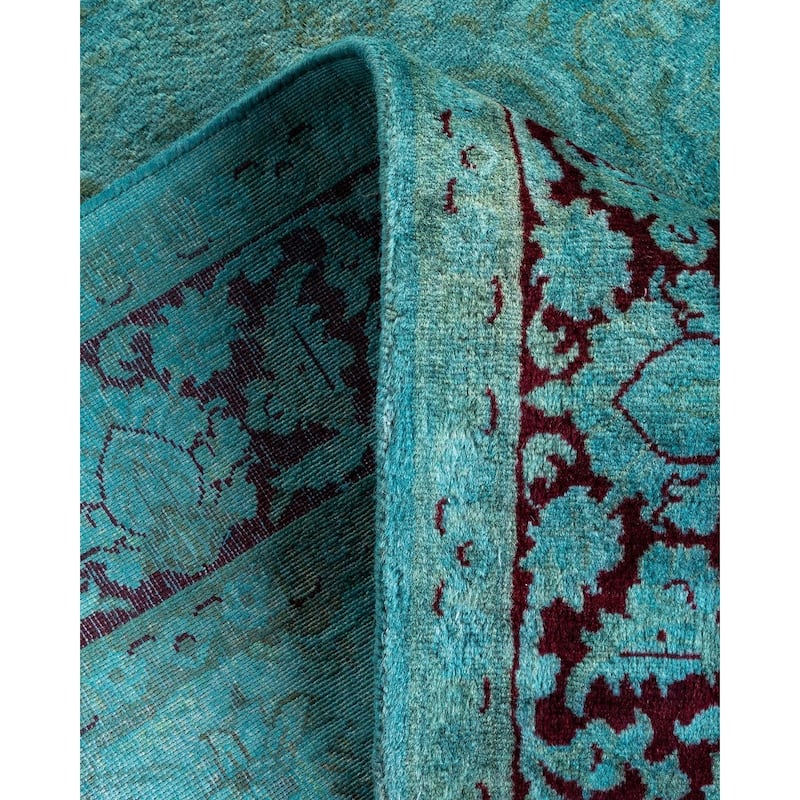 Overton Hand Knotted Wool Vintage Inspired Modern Contemporary Overdyed Blue Area Rug - 4' 1" x 6' 7"