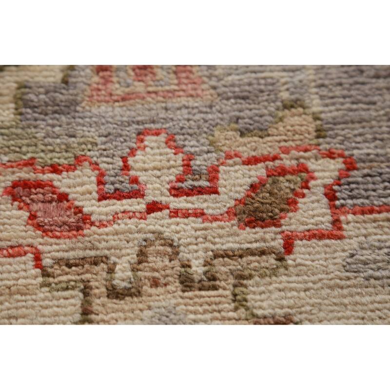 Hand Knotted Oriental 100% Wool Carpet Transitional All-Over Greys & Charcoal Oushak Runner Rug - 9' 8'' X 2' 8''