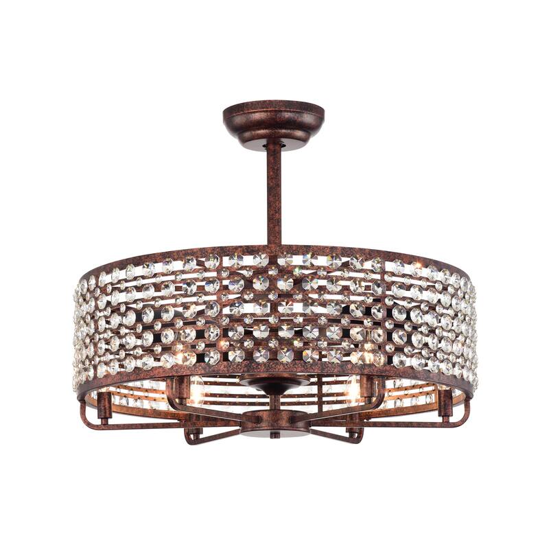 Modern Crystal Ceiling Fan Light with Crystal Shade and 6 Speed Settings, Reversible Motor for Bedroom and Living Room