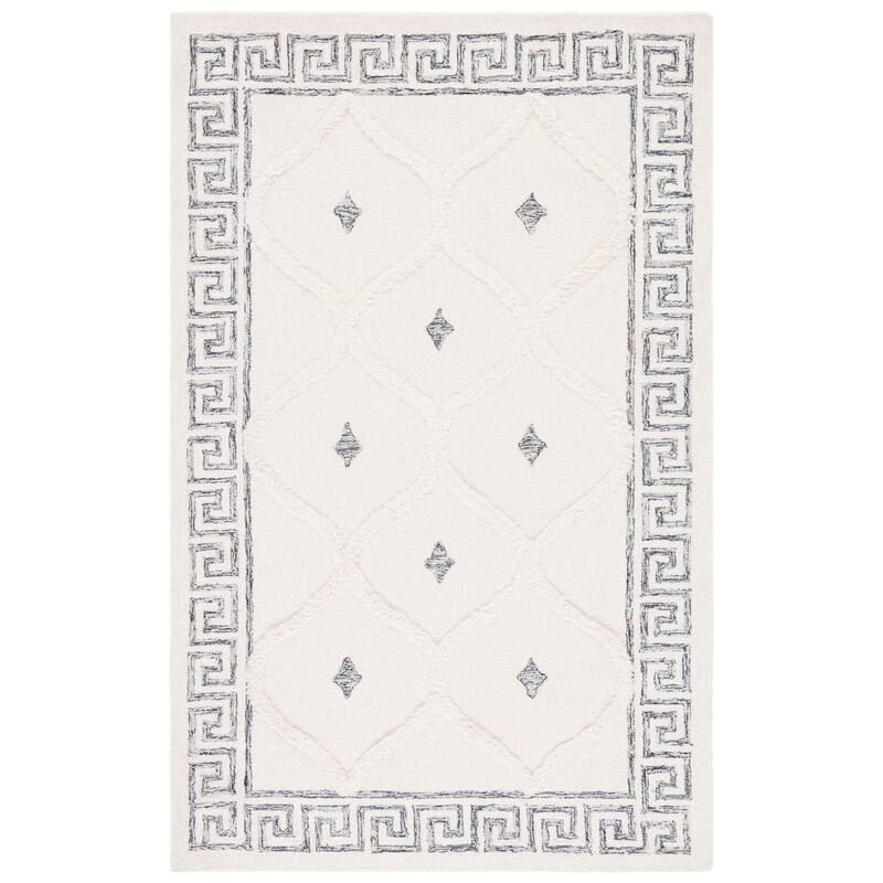 SAFAVIEH Handmade Casablanca Haven Wool Rug - 6' Square - Ivory/Black