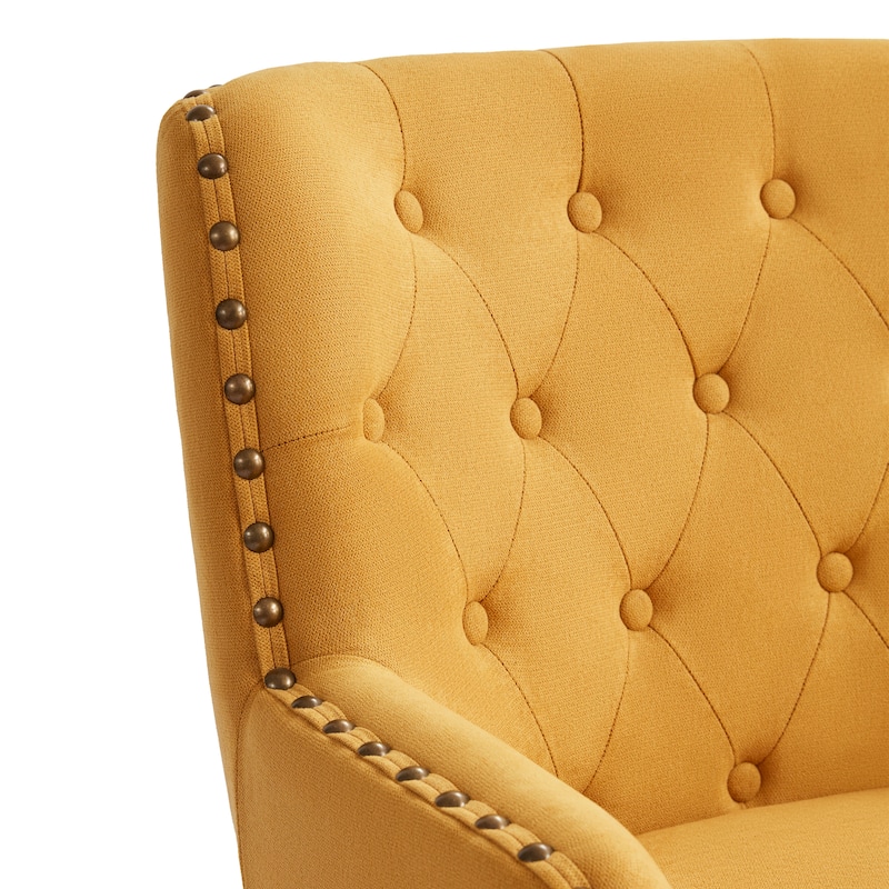 Club Chair Upholstered Button Tufted Accent Chair with Ottoman and Pillow