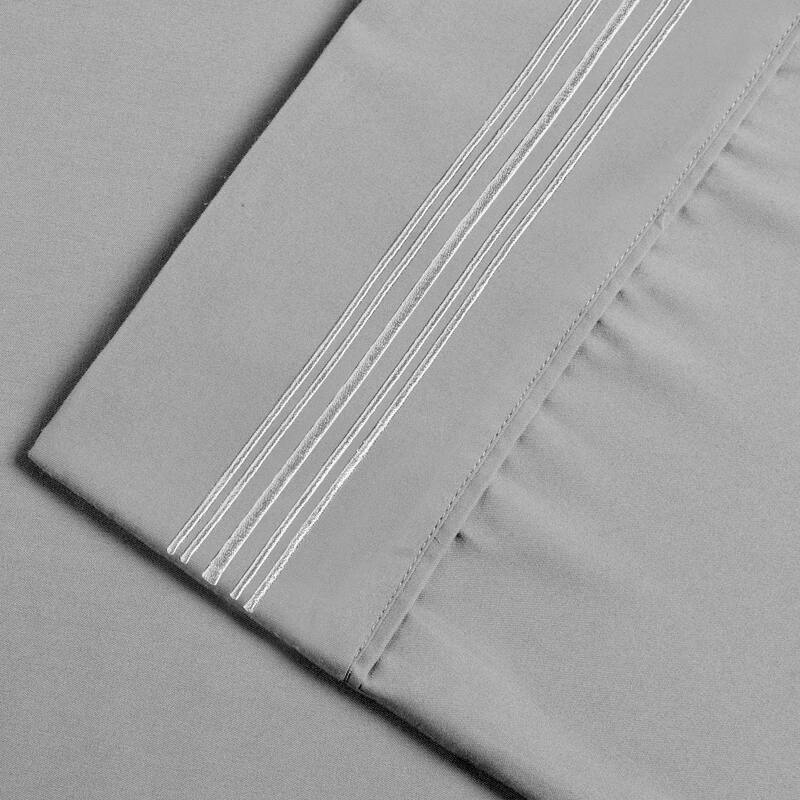 Superior Embroidered Microfiber Deep Pocket Bed Sheet Set