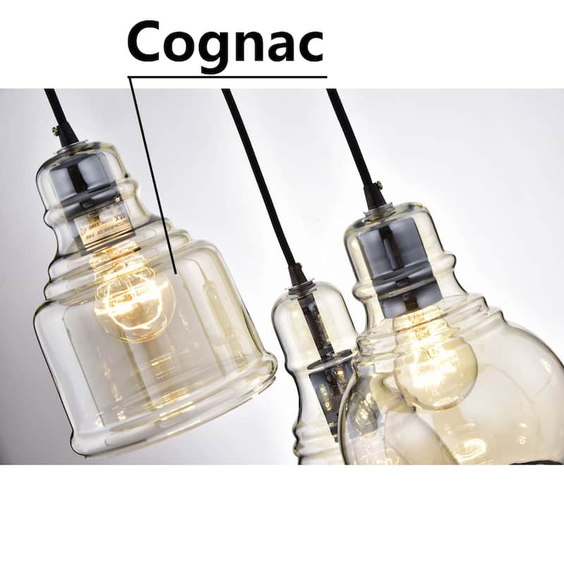 Mariana Antique Black Cognac Glass 3-light Cluster Pendant Chandelier