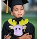 preview thumbnail 4 of 4, DolliBu Sitting Purple Moose Graduation Plush Toy with Gown and Cap - 12 inches