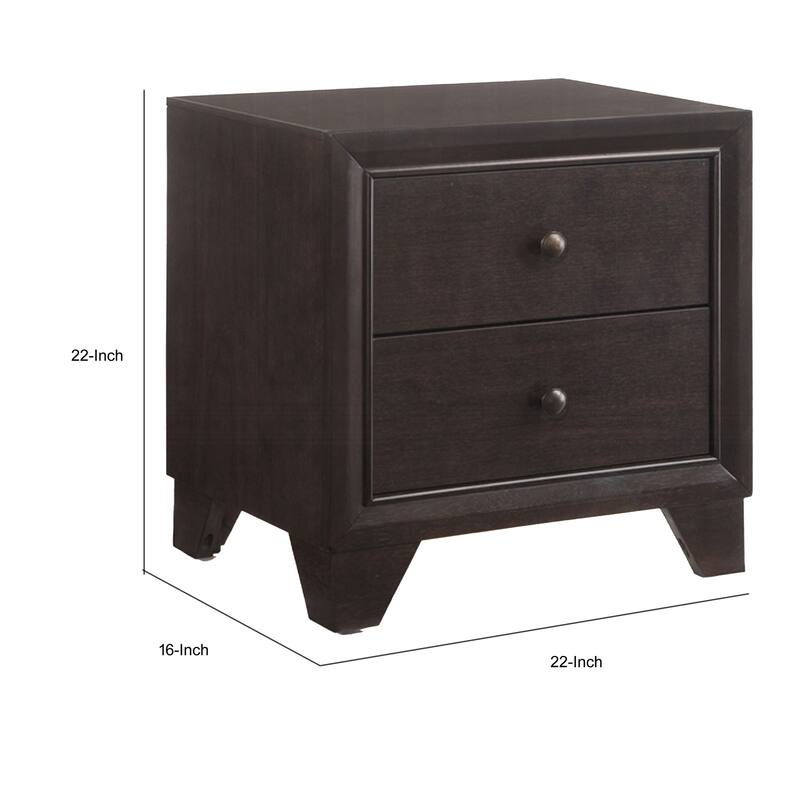 Espresso Brown 2 Drawer 16.38 in. W Nightstand with Sturdy Hardware and Ample Storage