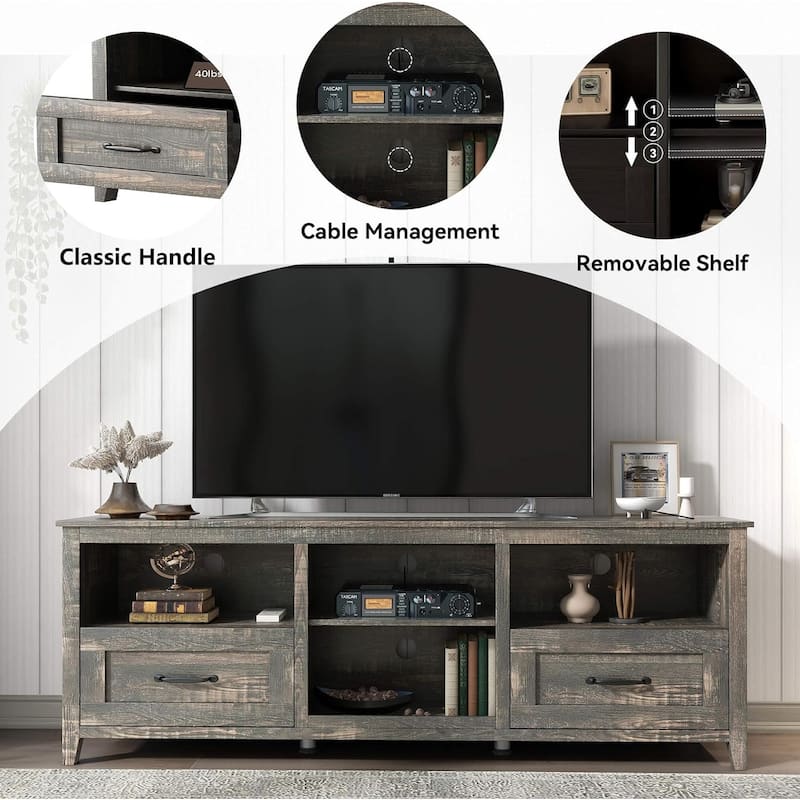 WESOME 70in TV Stand Home Cabinet with Drawers/Shelves/Doors for Living Room Bedroom - 70inch