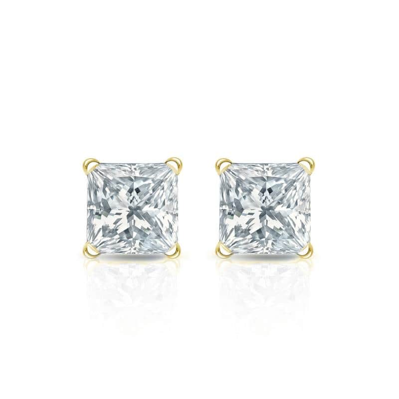 Auriya 14k Gold Lab Grown Princess Diamond Stud Earrings 0.50 to 5.00 ct. tw. 4-Prong Martini Push-Back (F-G VS)