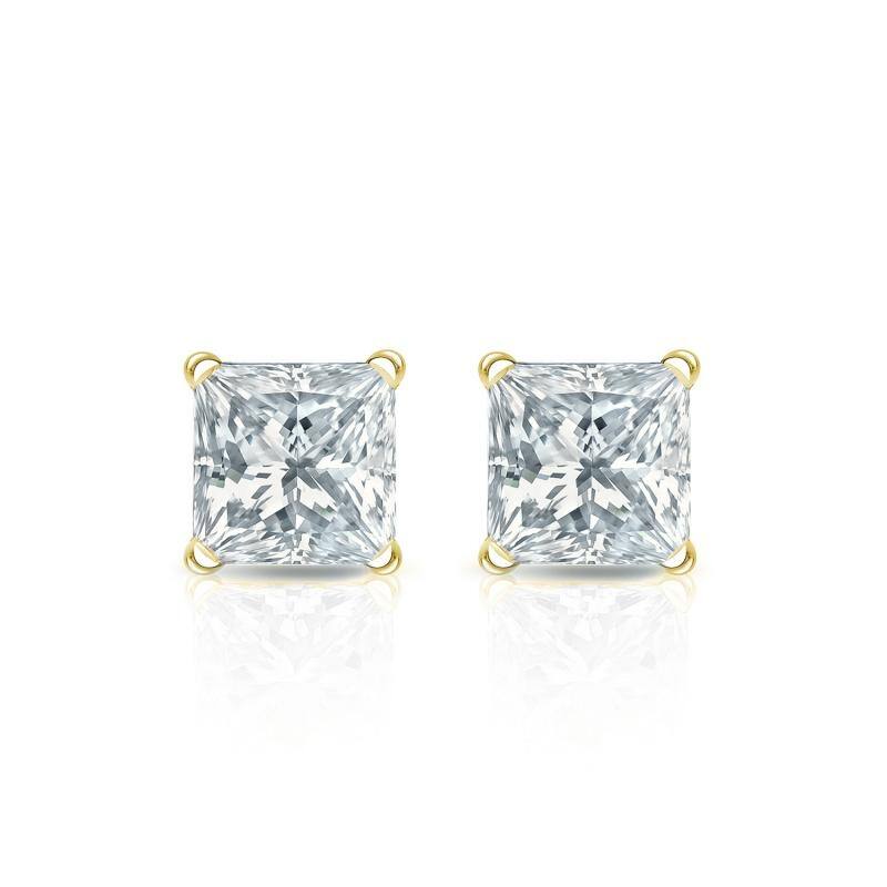 Auriya 18-karat Gold Lab Grown 0.50 carat TDW Princess Diamond Stud Earrings 4-Prong Martini Screw-back