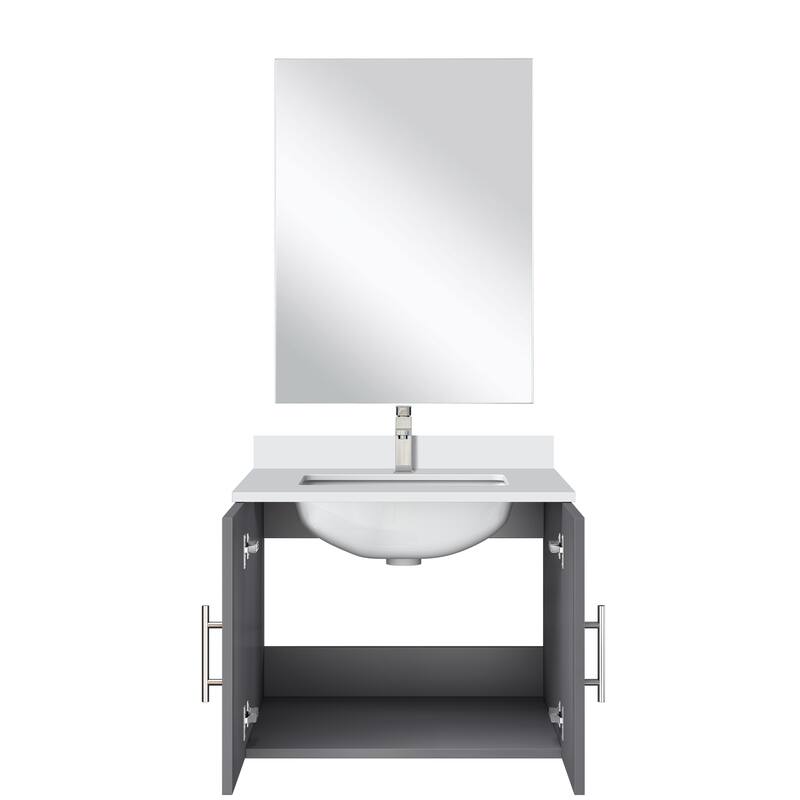 Geneva Bath Vanity with Cultured Marble Top, Sink, Faucet & Mirror