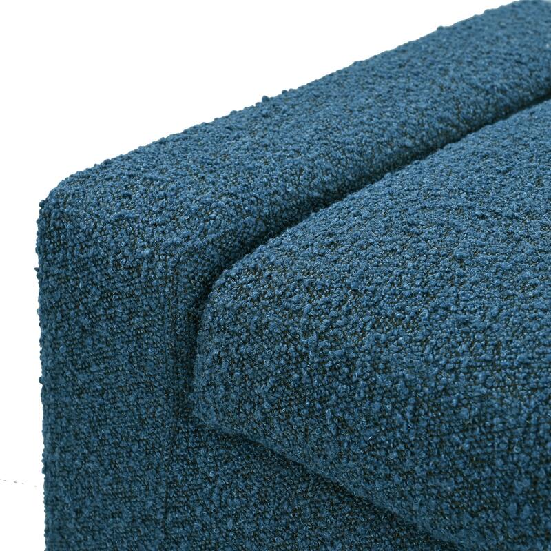 50" Ottoman Bench in Textured Boucle, Rectangular Design with Hinged Lid for Seating, Footrest