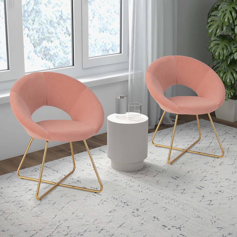 Costway Modern Velvet Accent Chair Upholstered Vanity Leisure Chair