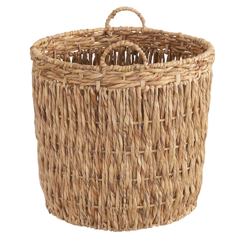 Household Essentials Decorative Woven Wicker Floor Basket with Handles - 17.70'' x 17.70'' x 19.70''