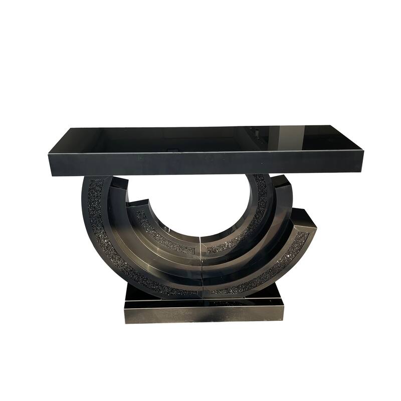 New Design Crushed Diamond Mirrored Console Table, Entryway Table With Diamond Inlay, Long Accent Table, Glass Sofa Table