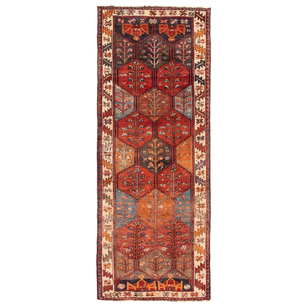 ECARPETGALLERY Hand-knotted Melis Vintage Red Wool Rug - 4'5 x 11'11