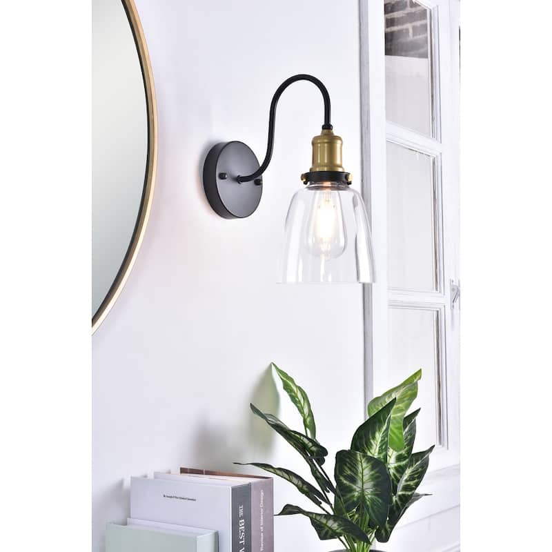 Rose 1 light brass and black Wall Sconce