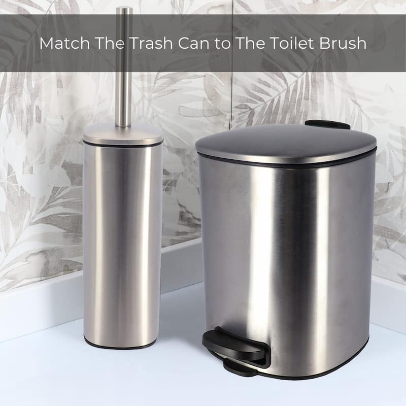 Stylish Metal Trash Can with Silent Soft Close Lid 5L - 1.3 Gal Foot Pedal - 1.3 Gallons